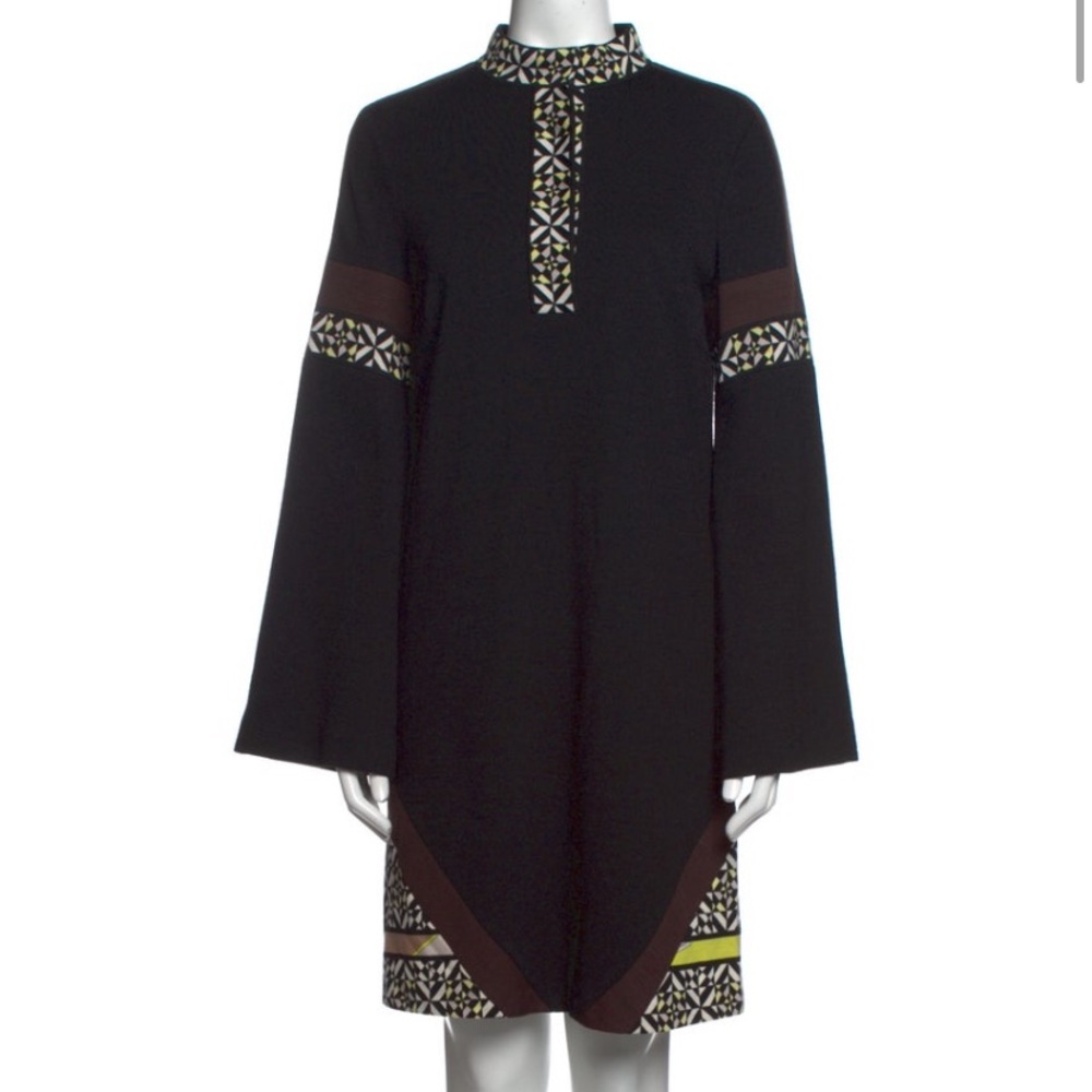 Emilio Pucci Mock Neck Bell Sleeve Wool Dress
